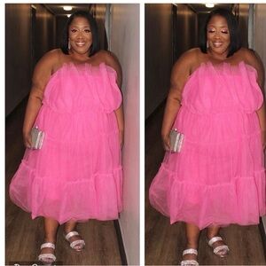 Pink Tulle Strapless Dress